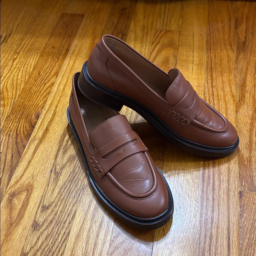Madewell Brown Leather Penny Loafers